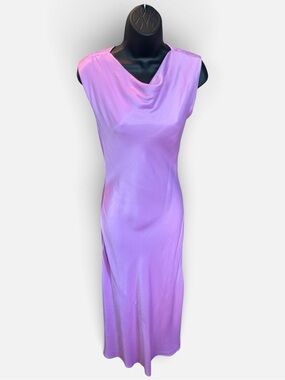 MANGO NWT Noelis Lilac Satin Maxi Dress Size XXS